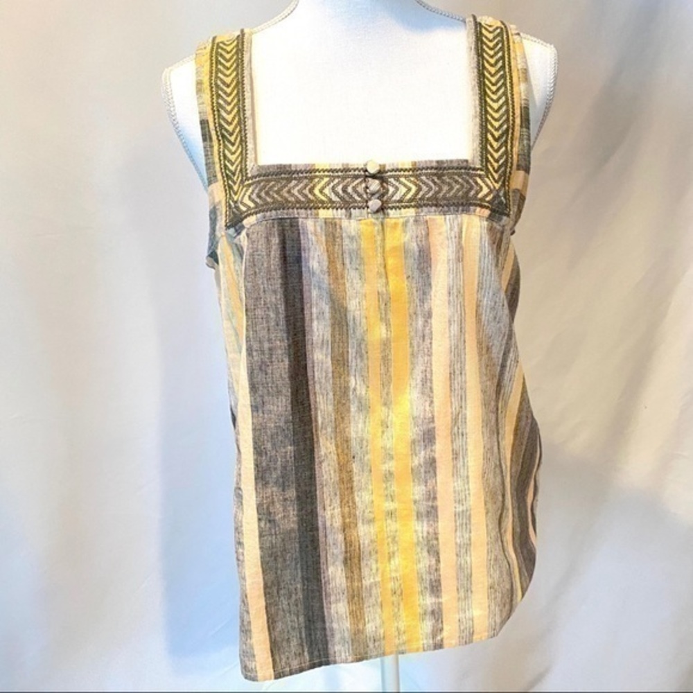 Lucky Brand NWT Boho Top. S/P $79.50 Shades of Yellow and Gray